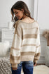 V-Neck Knitted Lantern Sleeve Pullover Sweater